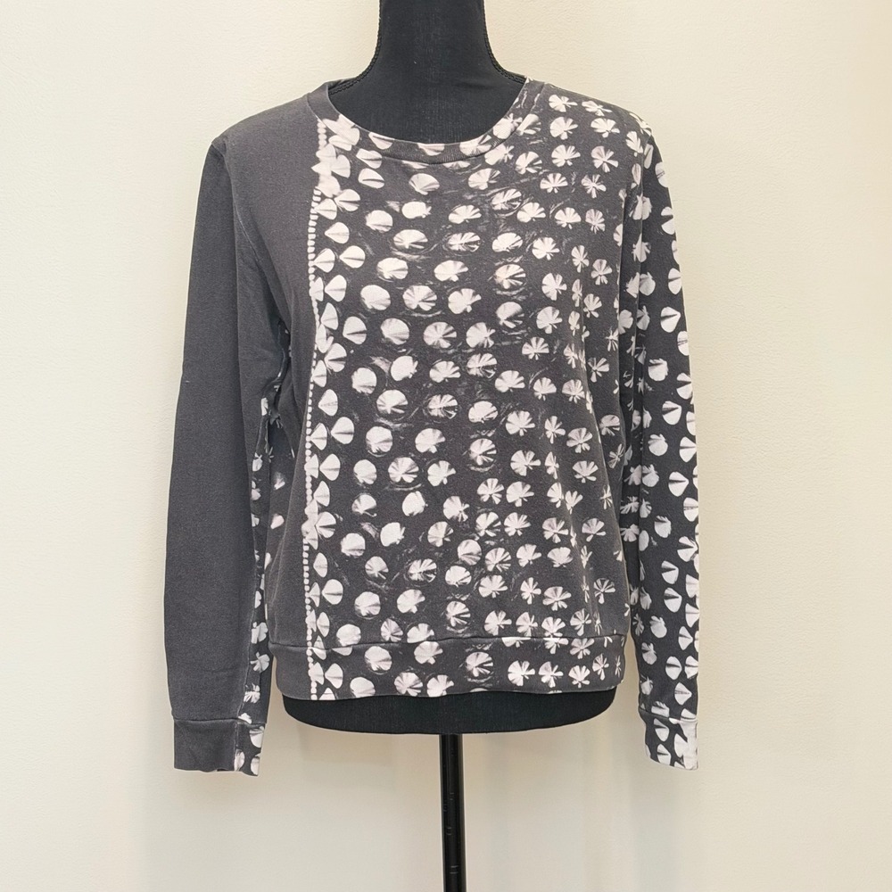 AllSaints Sweatshirt Graphic Floral Print Pullover Crewneck Gray Womens 6 Grunge